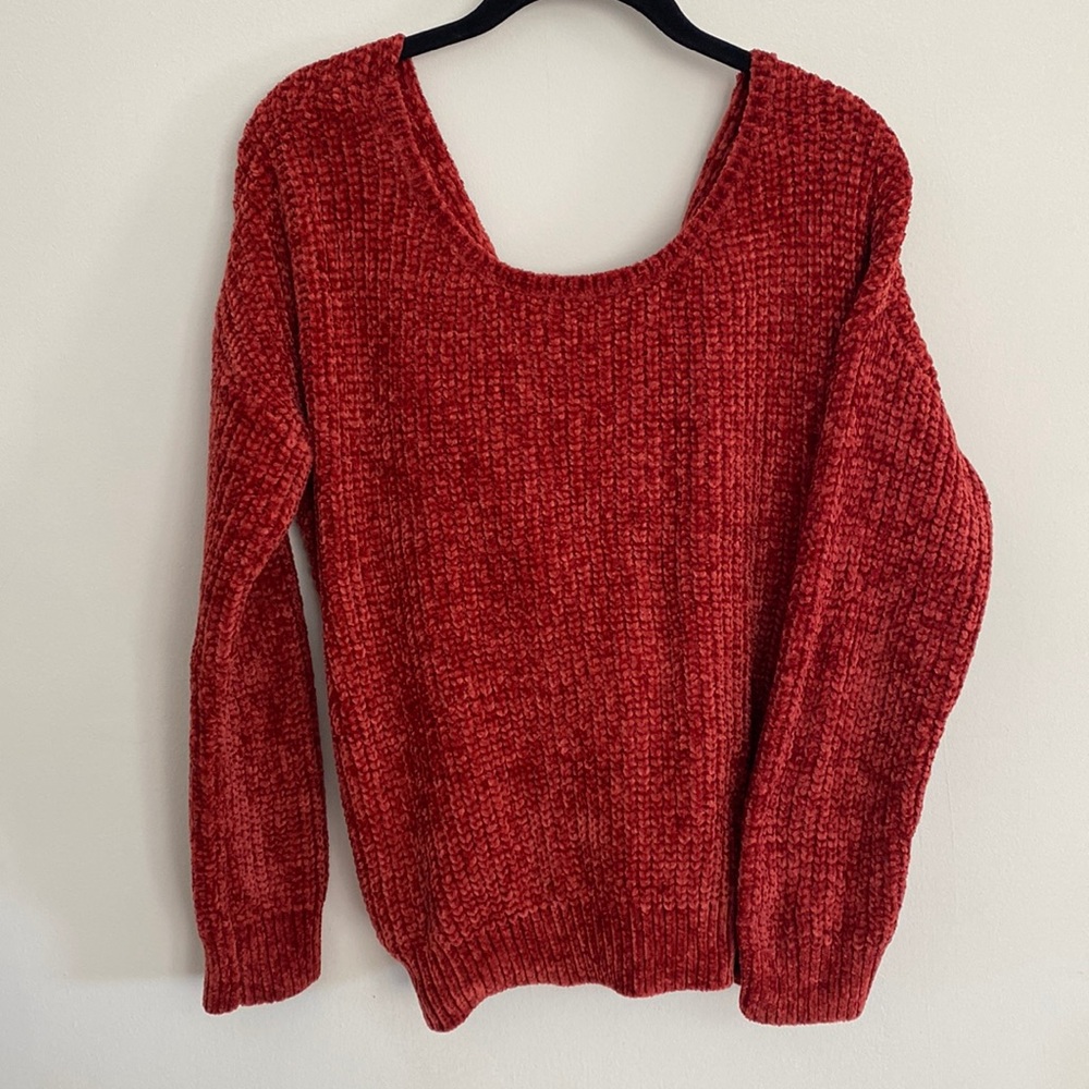 Burnt orange chunky sweater with twist back
